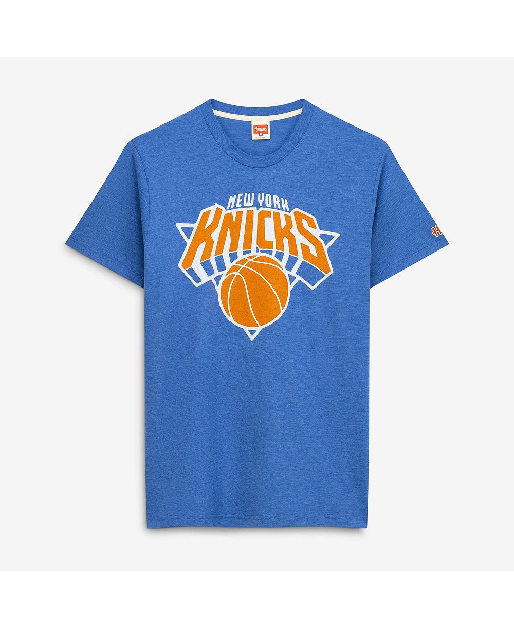 Homage Мужская и Женская синяя футболка New York Knicks Logo Tri-Blend