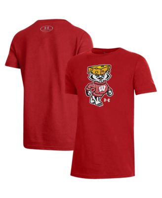 Детская футболка Under Armour Red Wisconsin Badgers 2026 Lambeau Field Collection Bucky Cheesehead Performance