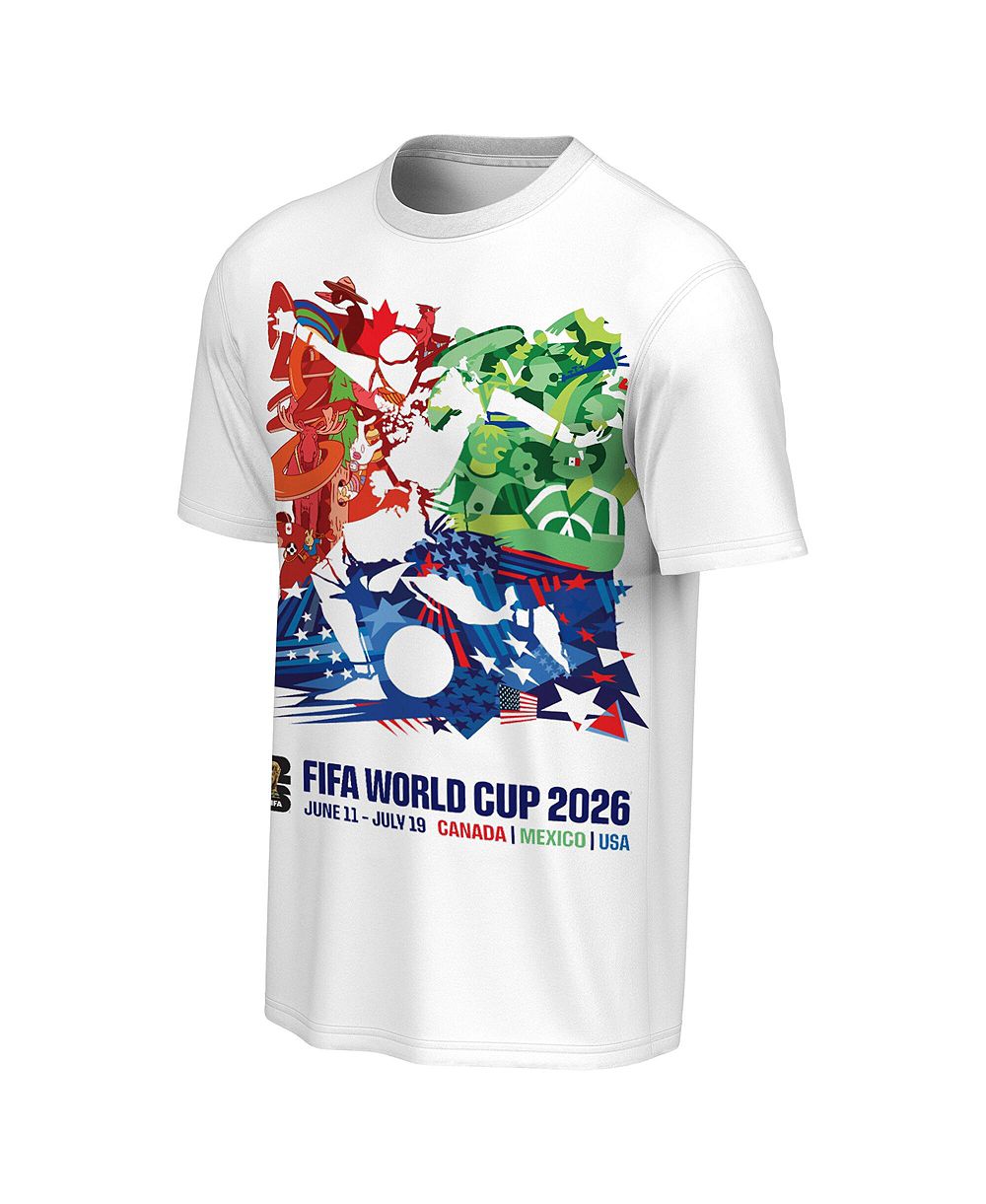 Outerstuff Men's White USA, Mexico Canada FIFA World Cup 2026 Tournament Poster T-Shirt