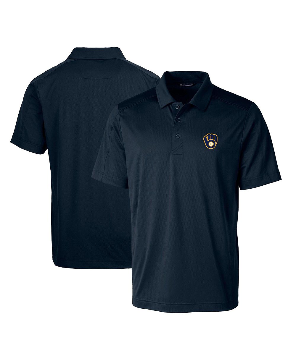 Cutter Buck Men's Navy Milwaukee Brewers Prospect Textured Stretch Big & Tall Polo Shirt