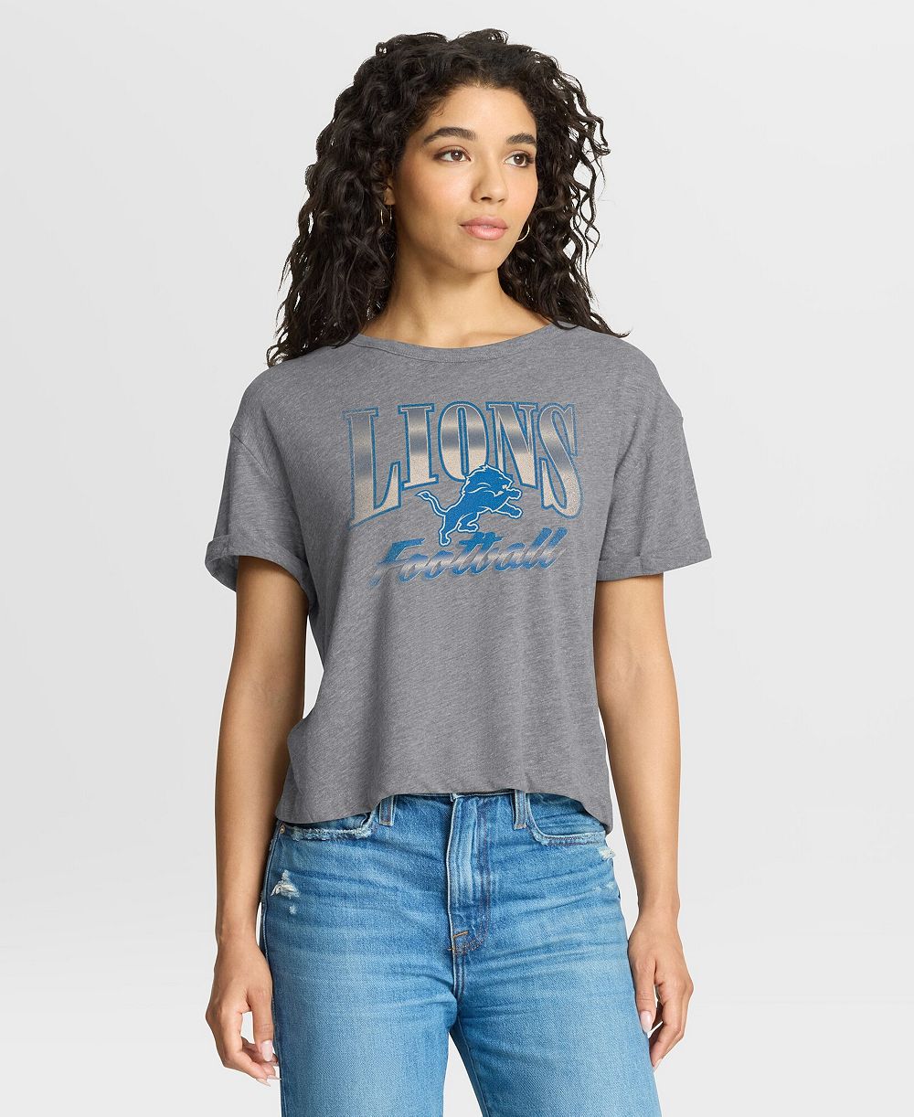 Женская футболка Fanatics Detroit Lions Overplayed Tribute Tri-Blend Boxy Short-Sleeve