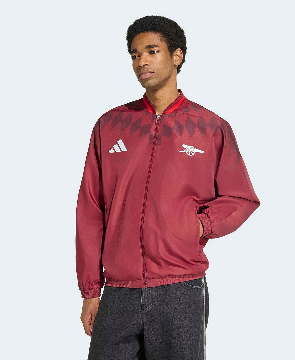 Adidas Men's Maroon Arsenal Stadium Culture Wear Full-Zip Track Jacket