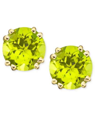 Серьги-гвоздики с золотом 14k и перидотом (4 ct. t.w.)