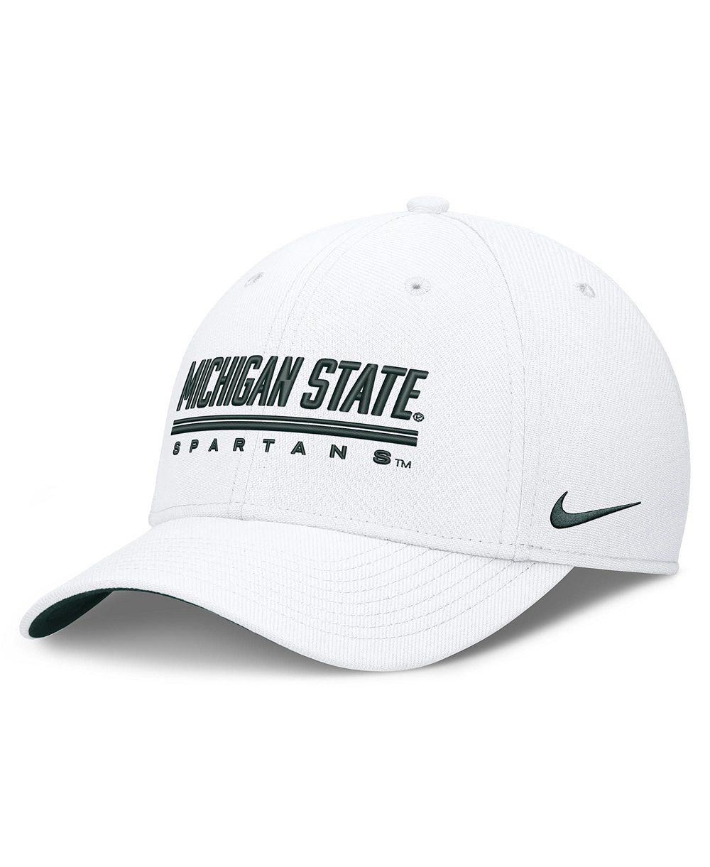 Мужская кепка Nike White Michigan State Spartans Game Day Rise Swooshflex
