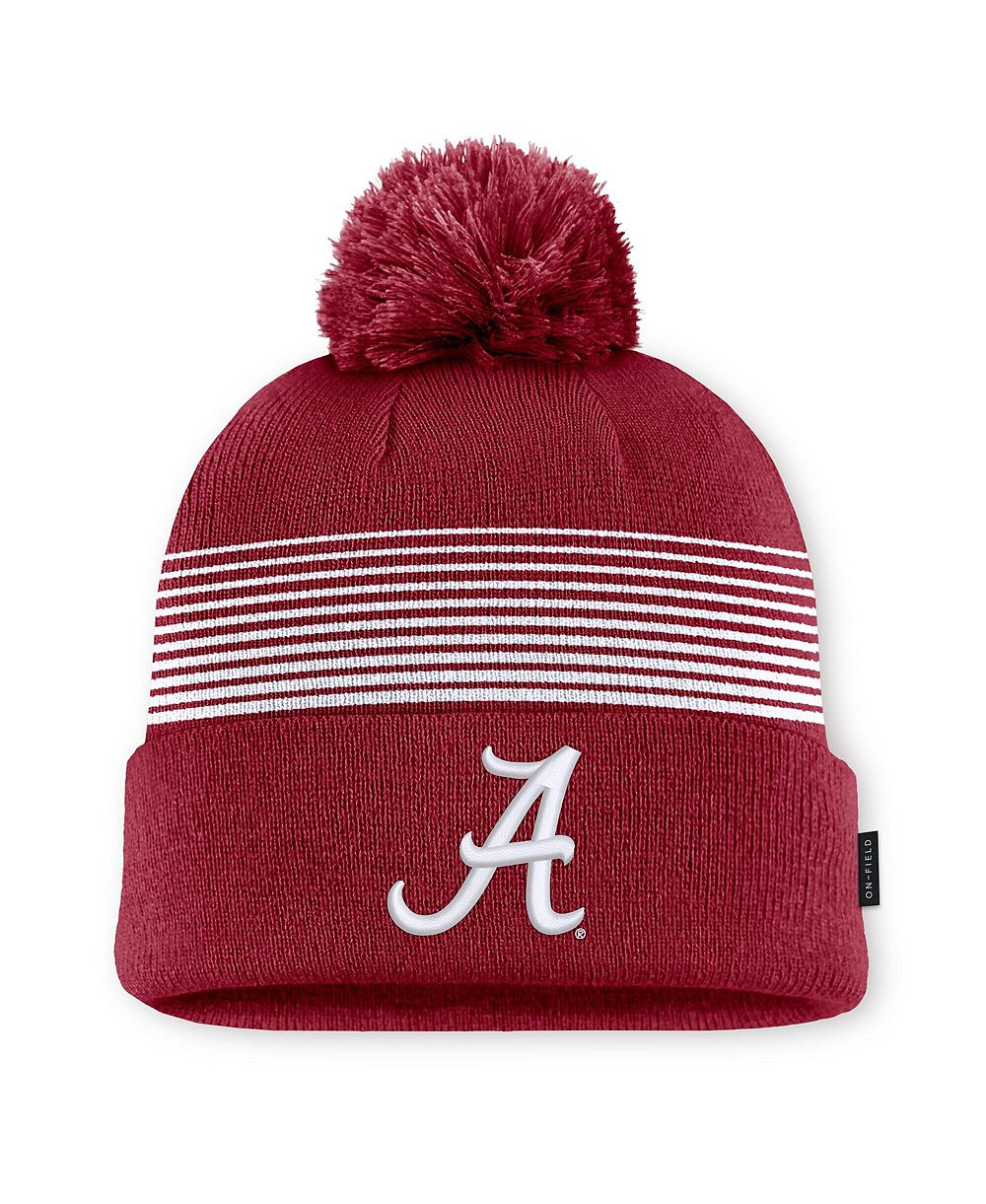 Мужская и женская шапка Nike Alabama Crimson Tide 2026 On-Field Cuffed Knit Pom