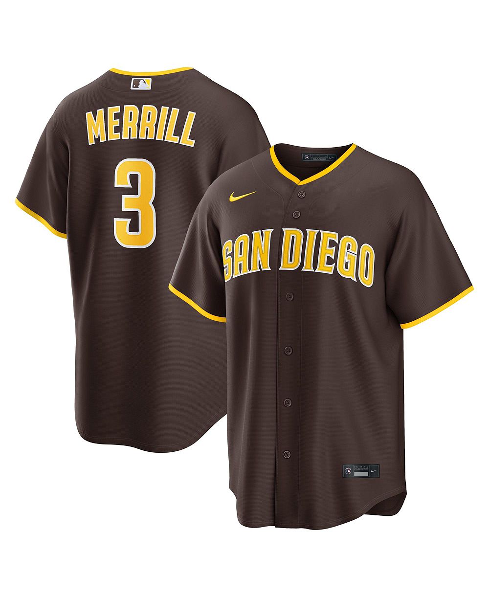 Nike Мужская реплика джерси San Diego Padres Jackson Merrill, коричневая