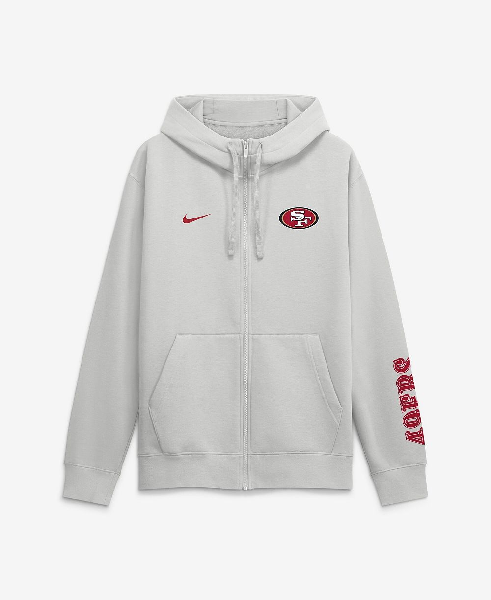 Мужское серое свитшот Nike San Francisco 49ers Cool Down Club Full-Zip Hoodie