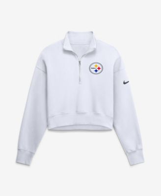 Женская укороченная толстовка Nike Pittsburgh Steelers Oversized Phoenix Fleece Cropped Quarter-Zip белая