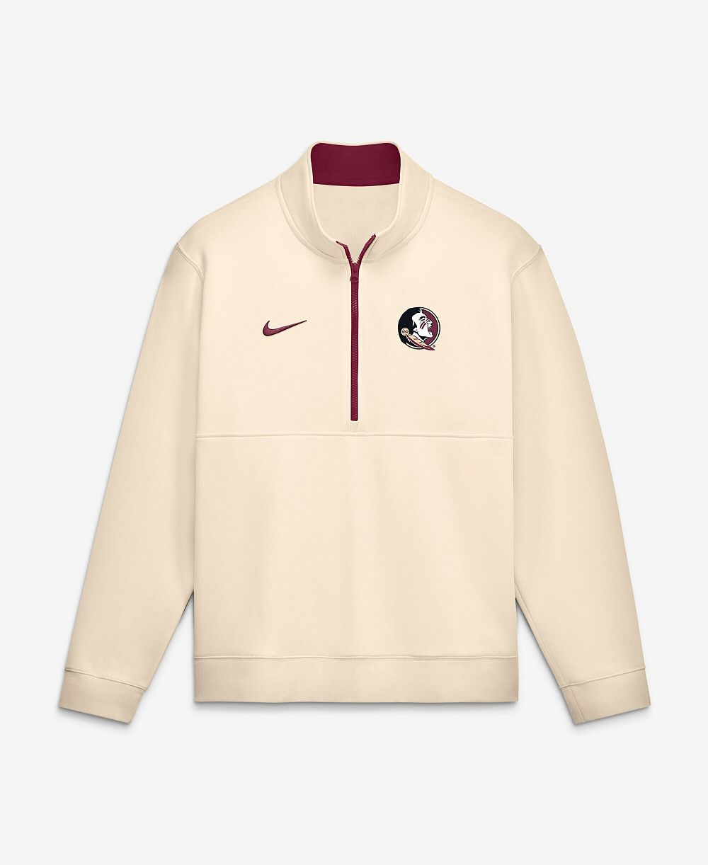 Мужской свитшот Nike Cream Florida State Seminoles Primetime Club Fleece с полумолнией