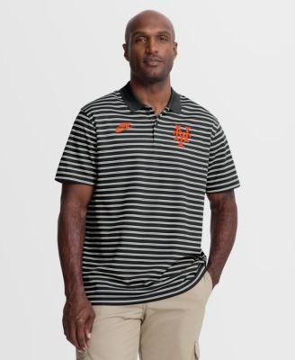 Nike Мужская поло рубашка Nike Dri-FIT Victory Striped с полосками New York Mets Cooperstown Collection, черная