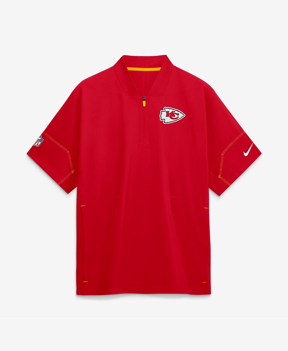 Мужская куртка Nike Kansas City Chiefs Sideline с коротким рукавом и молнией на четверть, красная