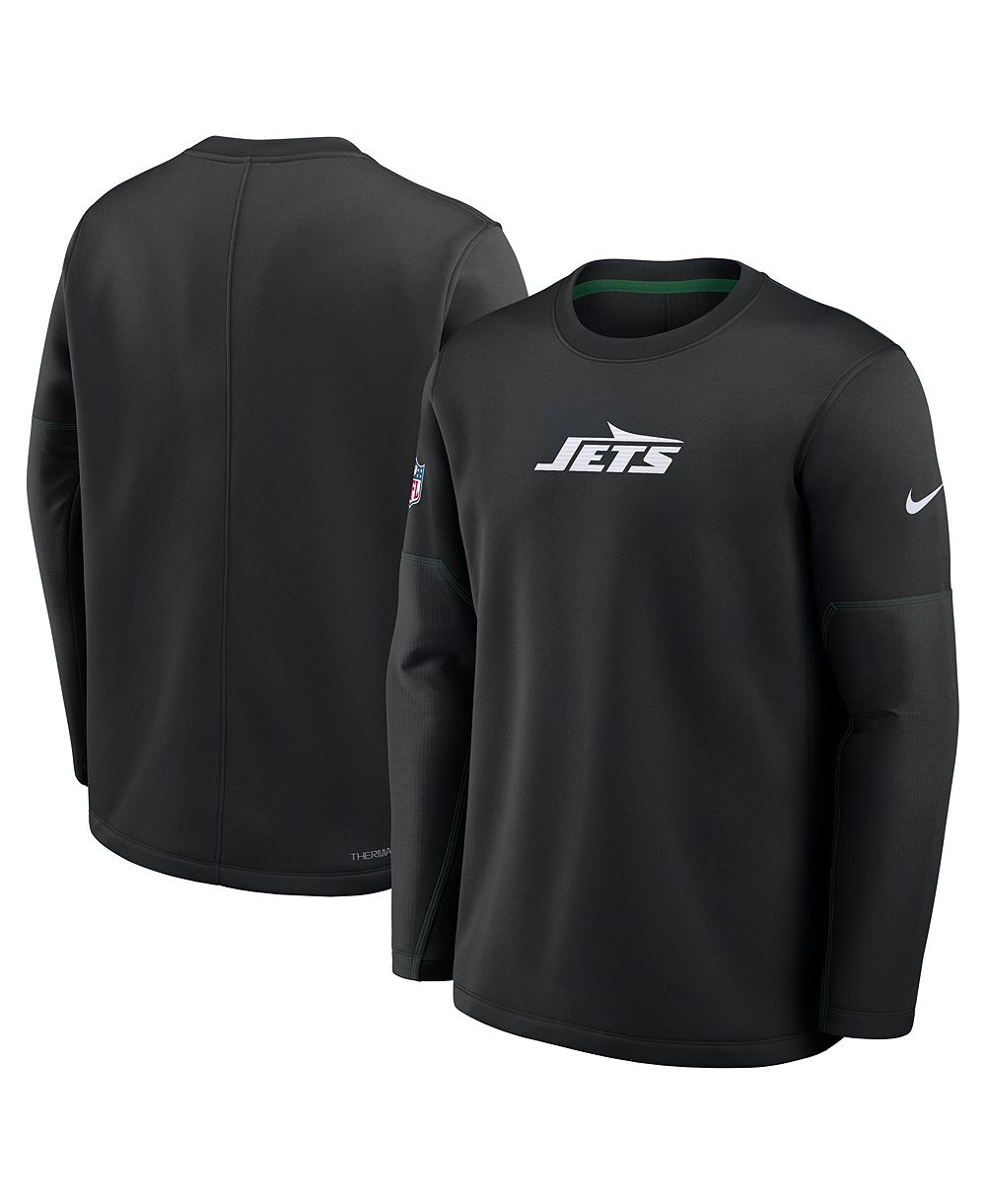 Nike Men's Black New York Jets Sideline Coaches Team Present Midweight Therma-FIT Sweatshirt