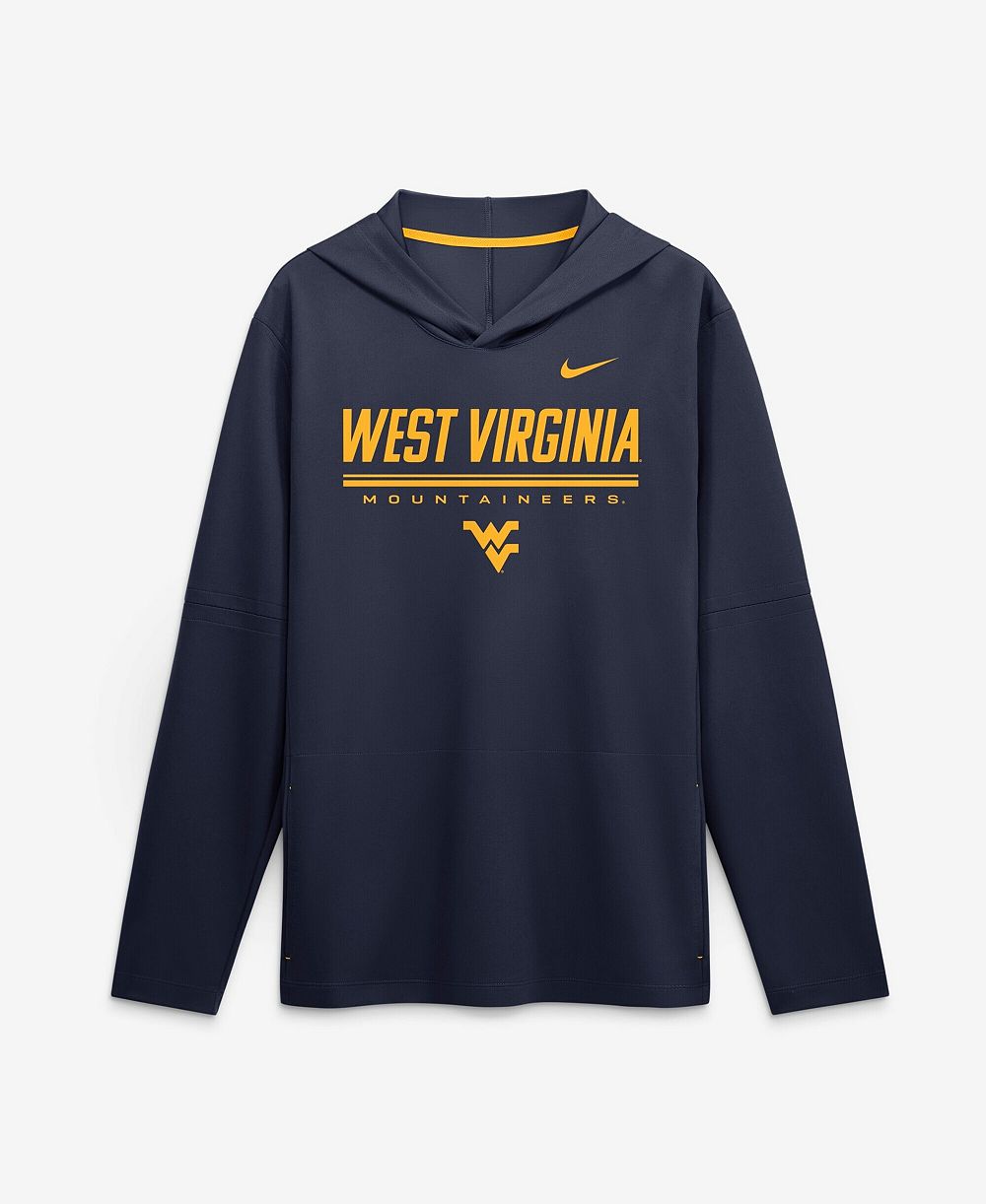 Мужское худи Nike Navy West Virginia Mountaineers 2026 Sideline Lightweight Long Sleeve Dri-FIT