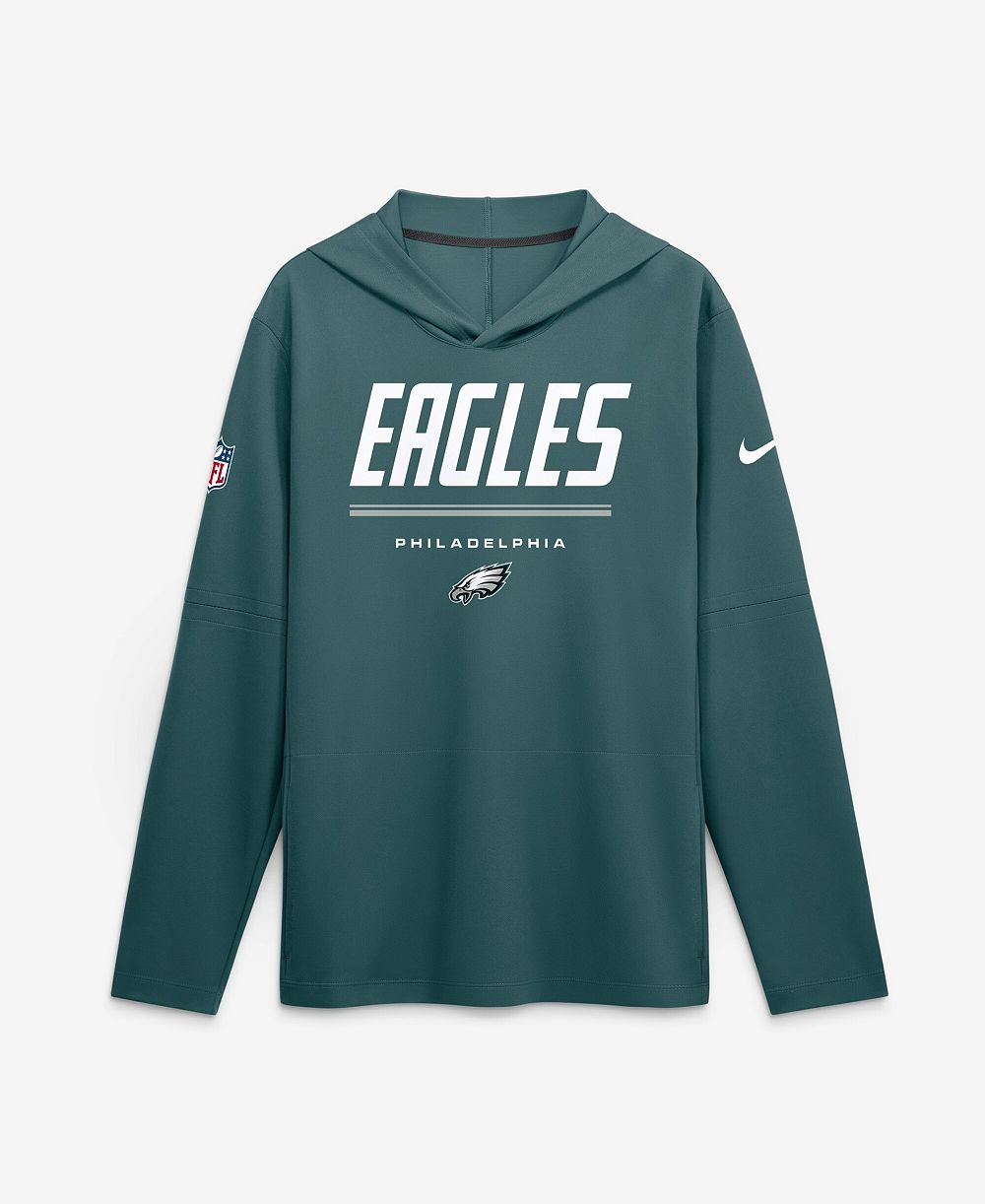 Nike Men's Midnight Green Philadelphia Eagles Sideline Game On Lightweight Long Sleeve Dri-FIT Hoodie