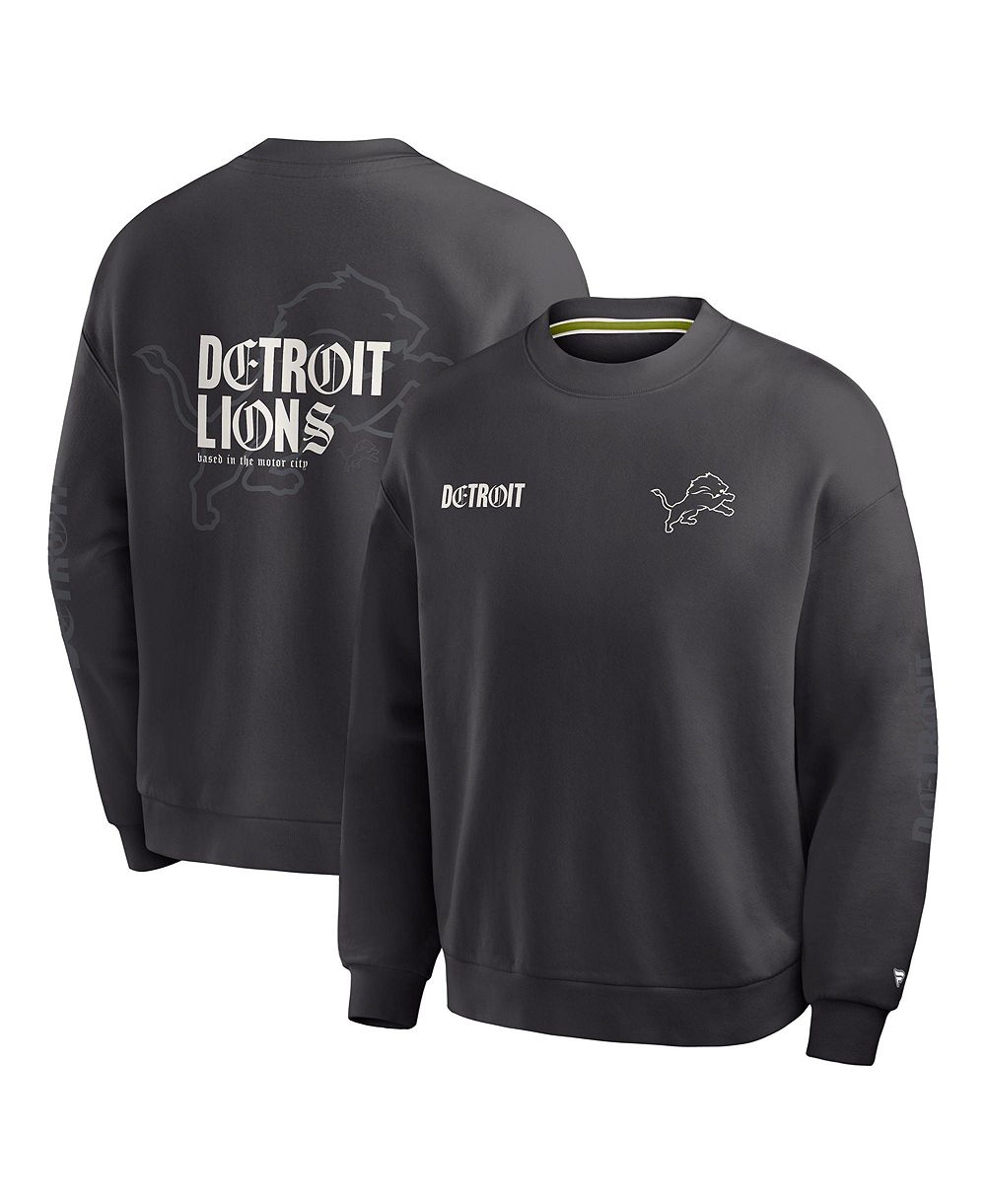 Мужское безразмерное свитшот Detroit Lions от Fanatics цвета Charcoal