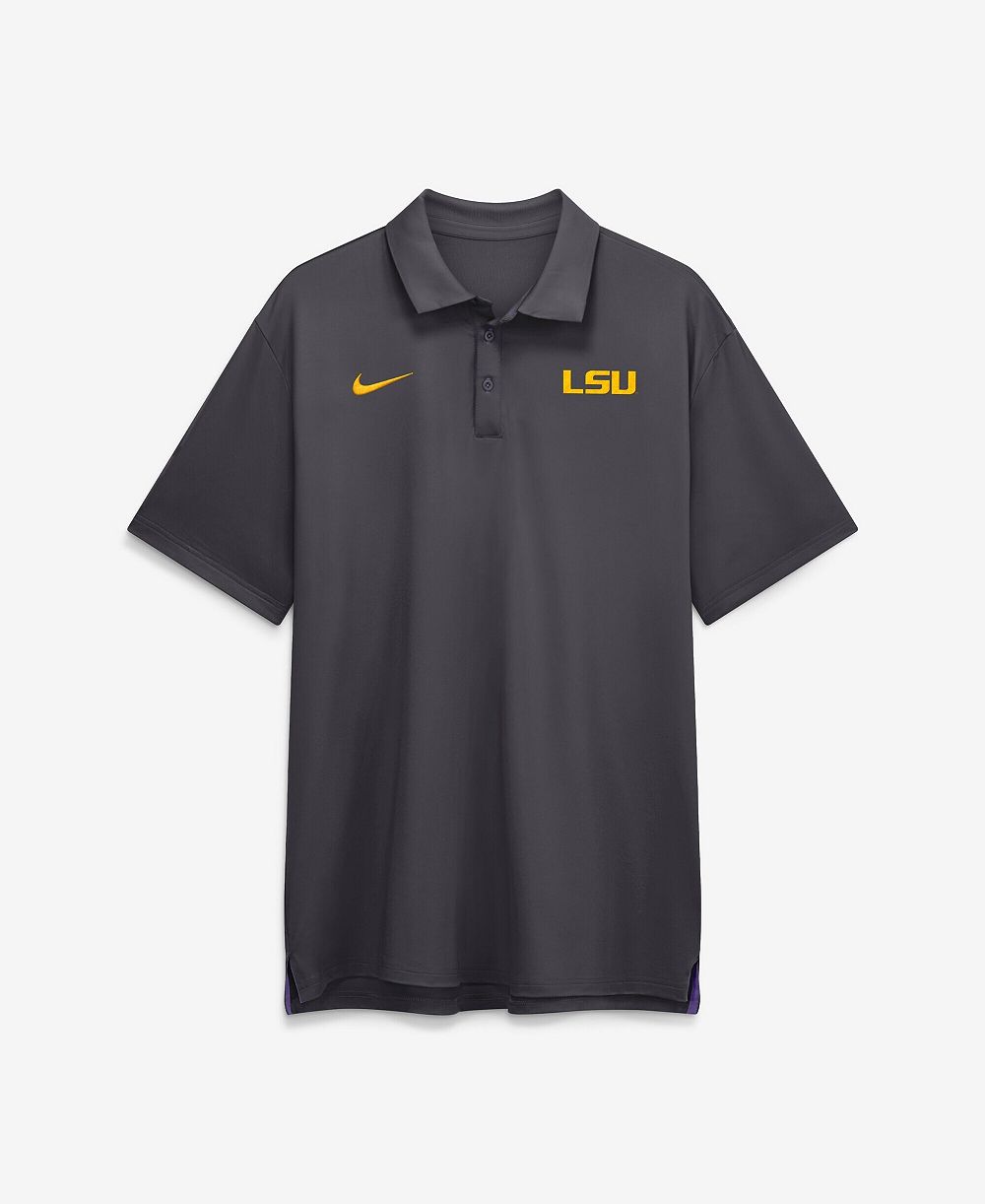 Мужская рубашка-поло Nike Anthracite LSU Tigers 2026 Sideline Tour Dri-FIT