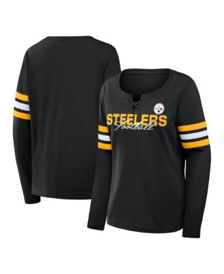 Fanatics Women's Pittsburgh Steelers Team First Coverage Scheme Lace-Up Long-Sleeve T-Shirt