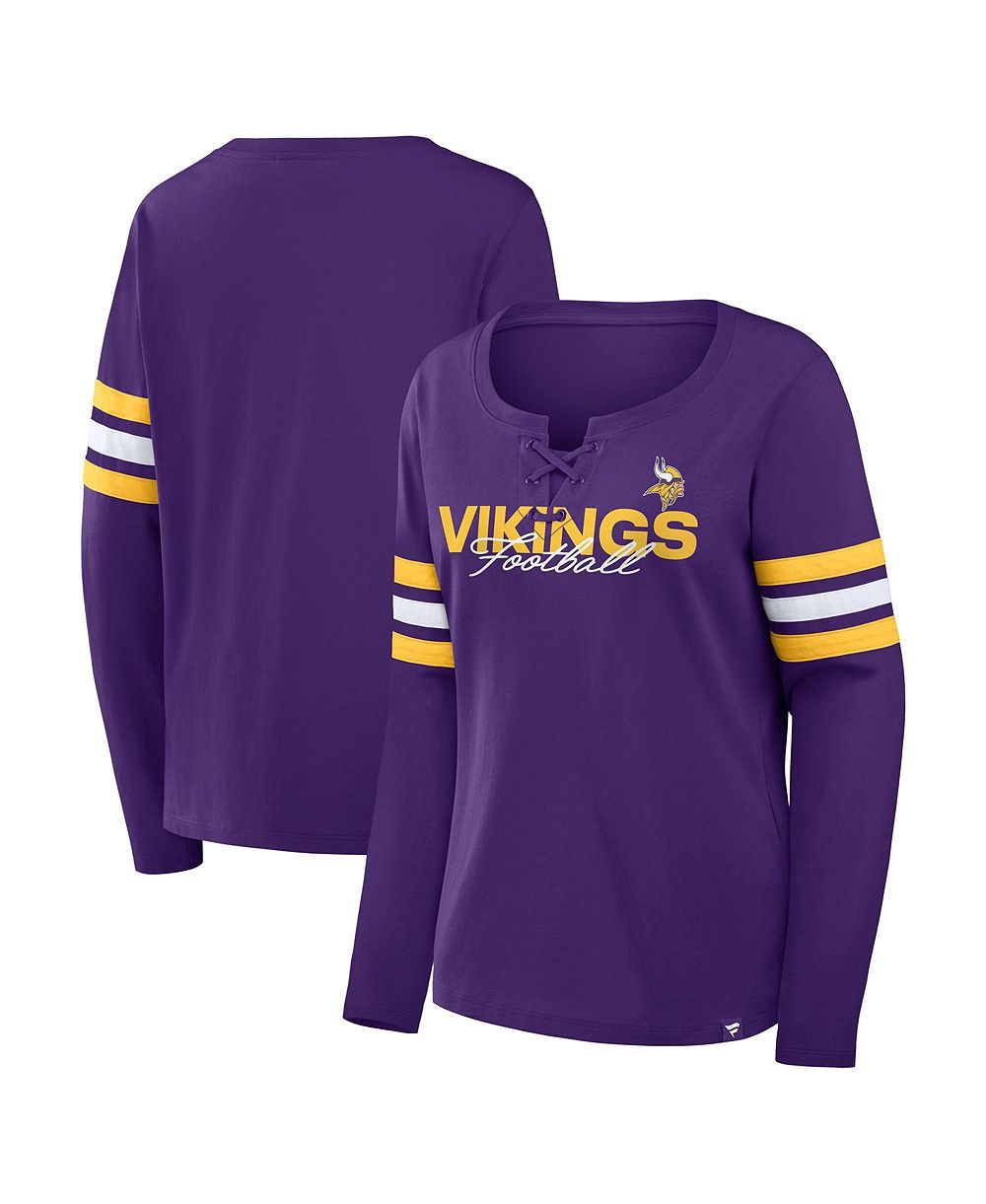 Женская футболка Fanatics Minnesota Vikings Team First Coverage Scheme с длинным рукавом и шнуровкой