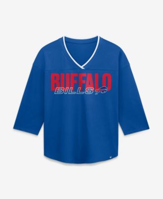 Fanatics Women's Buffalo Bills Deceptive Juke 3/4-Sleeve V-Neck Rhinestone Graphic T-Shirt