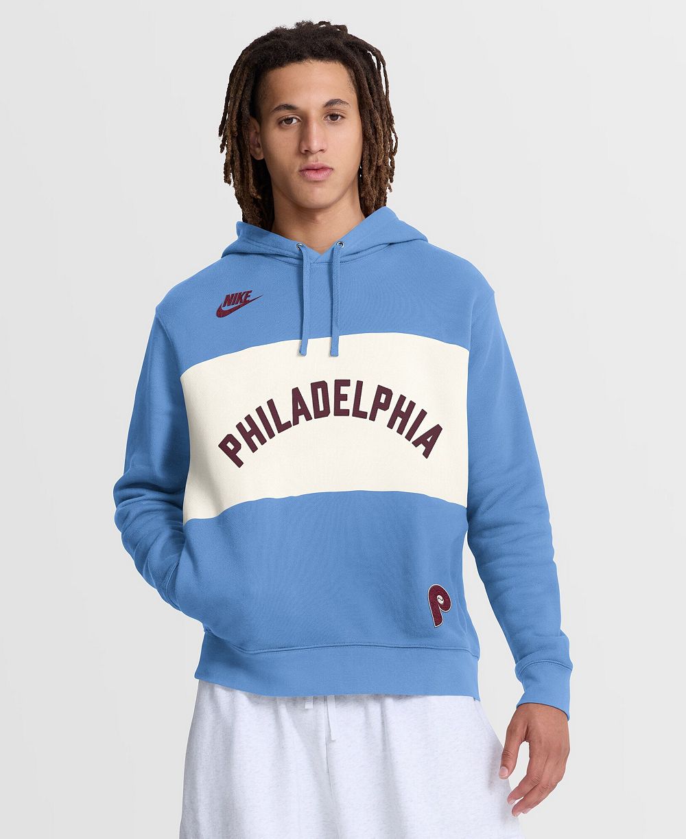 Мужская толстовка Nike Philadelphia Phillies '80s Cooperstown Collection Legacy Color-Block голубого цвета