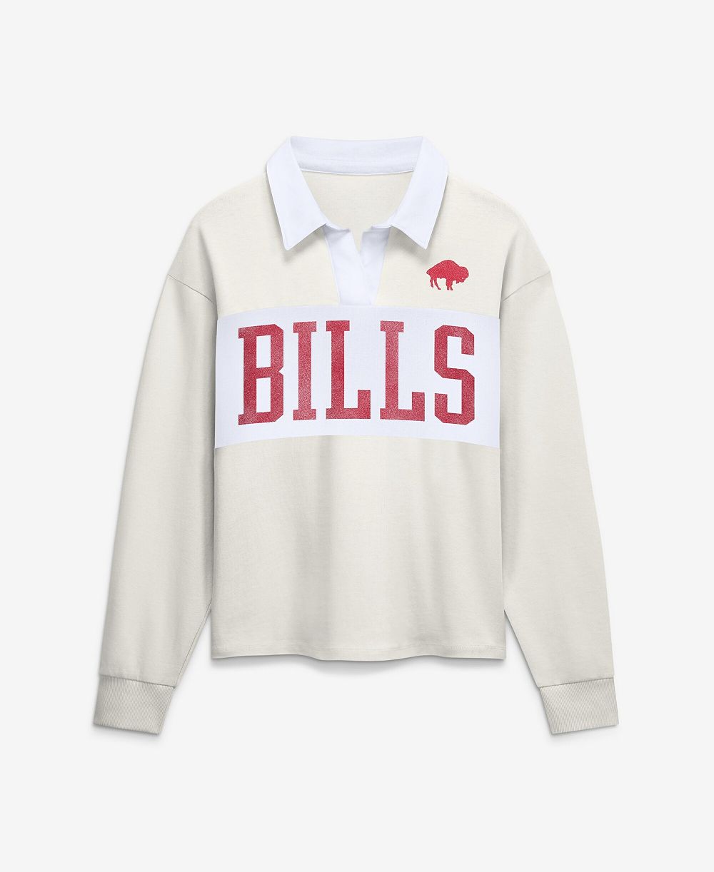 Женское поло Fanatics Cream Buffalo Bills Heritage Play Action Rugby Long Sleeve