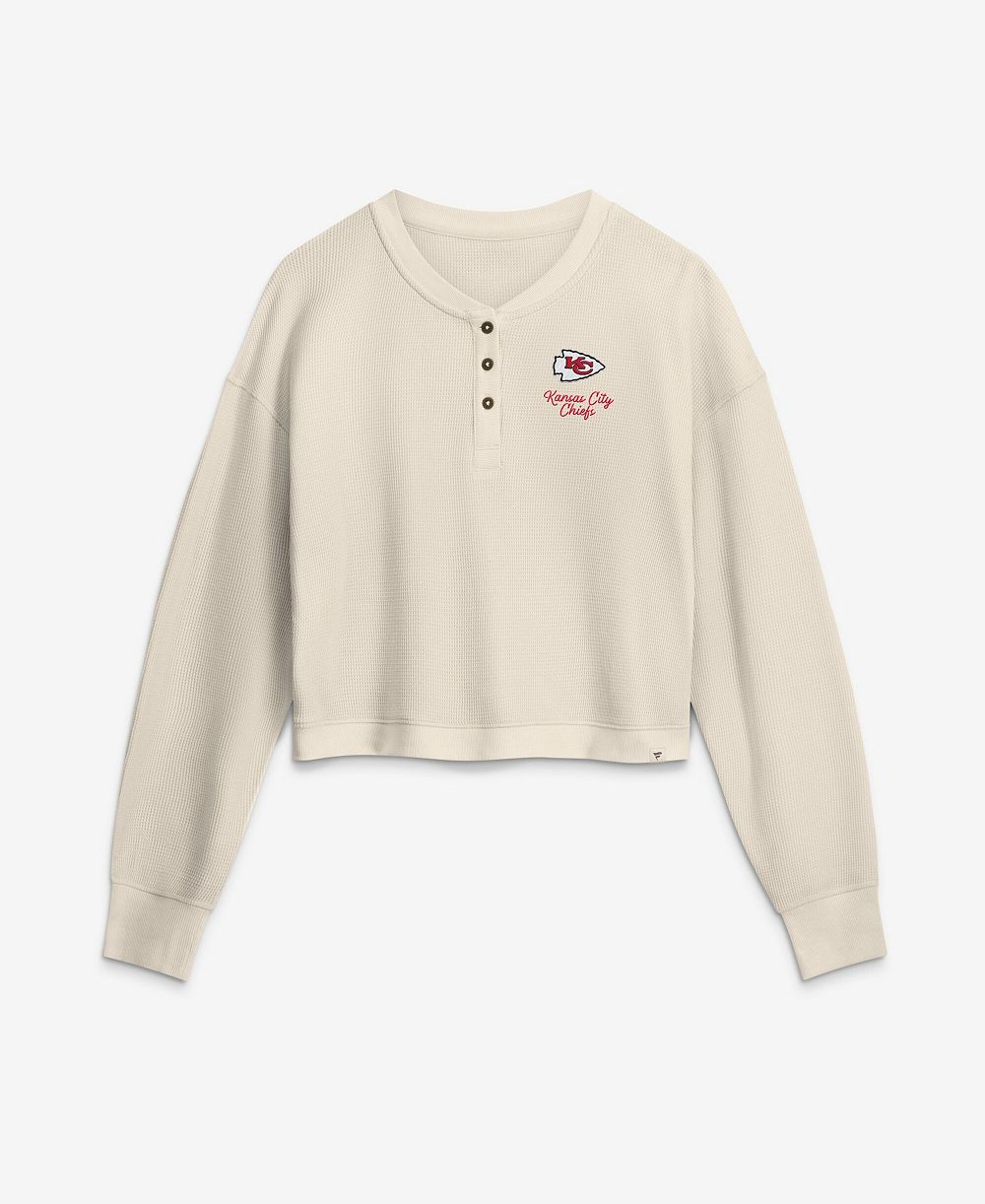 Fanatics Women's Kansas City Chiefs Waffle-Knit Long-Sleeve Cropped T-Shirt