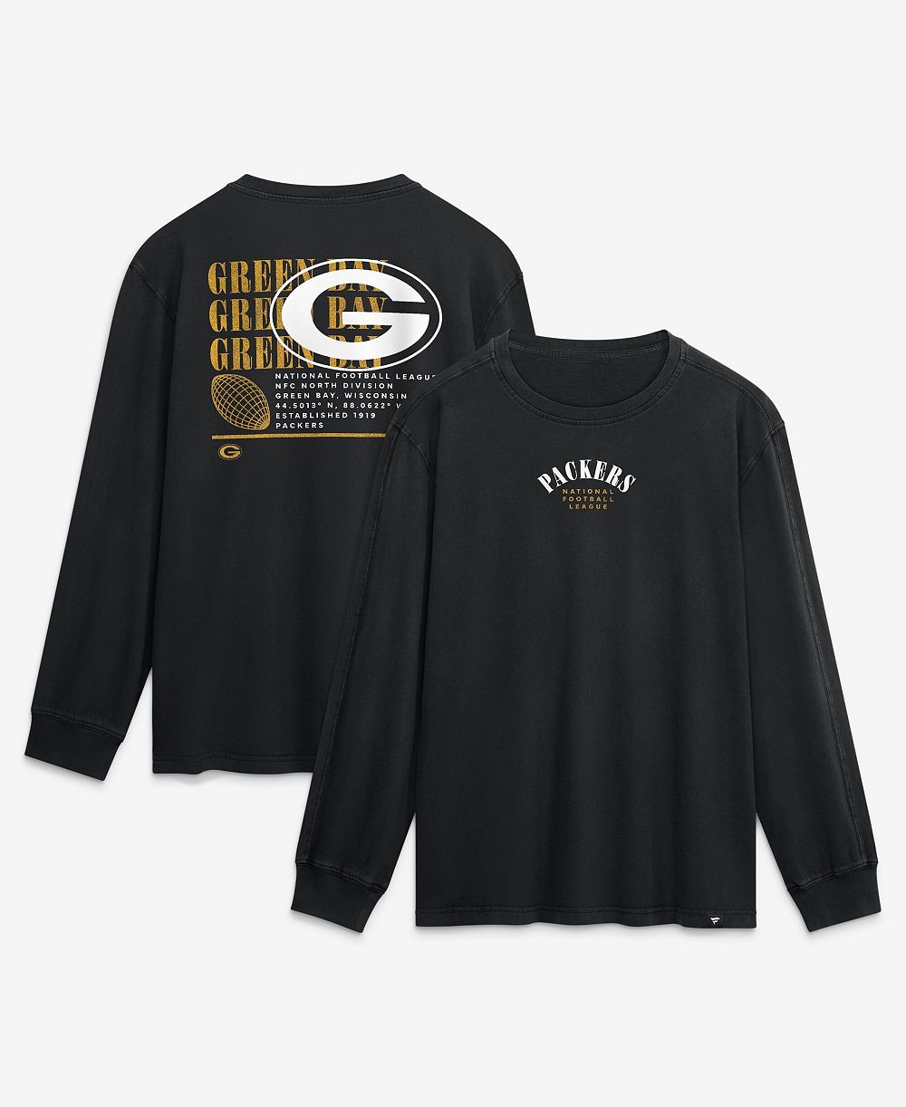 Fanatics Men's Black Green Bay Packers Relaxed Fullback Drive Long Sleeve Fashion T-Shirt