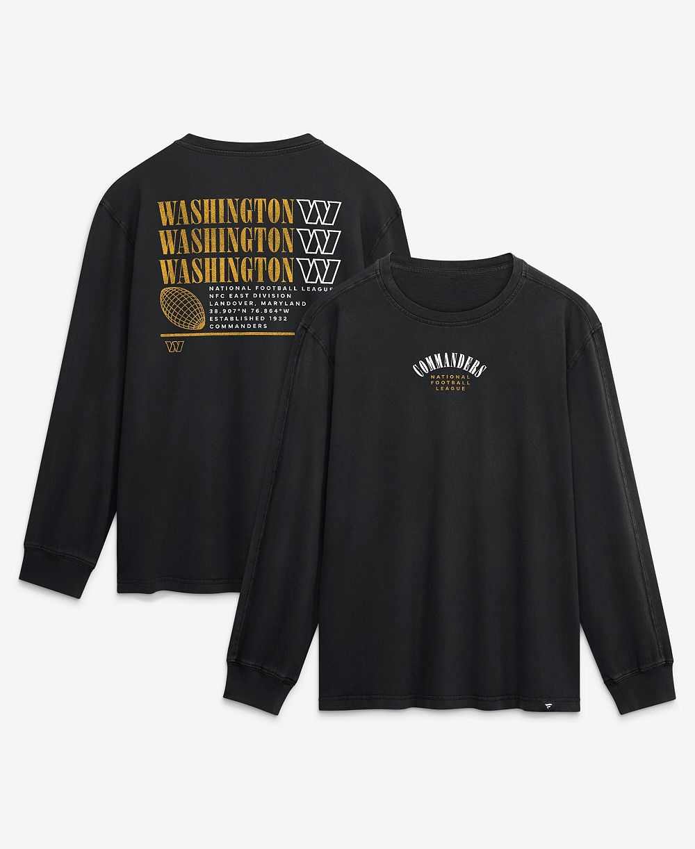 Fanatics Men's Black Washington Commanders Relaxed Fullback Drive Long Sleeve Fashion T-Shirt
