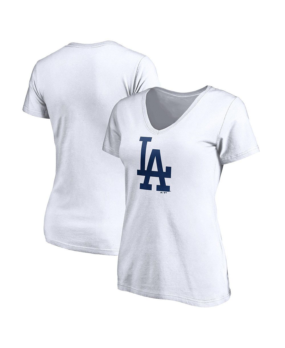 Logo Athletic Women's White Los Angeles Dodgers Logo Athletic V-Neck T-Shirt