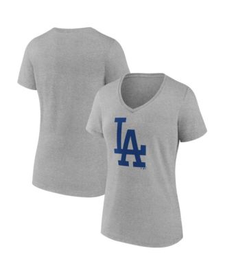 Logo Athletic Women's Gray Los Angeles Dodgers Logo Athletic V-Neck T-Shirt