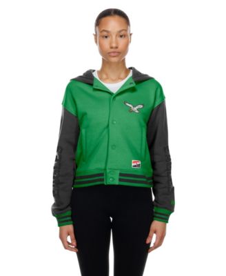 New Era Women's Kelly Green Philadelphia Eagles Throwback Full-Snap Hooded Jacket