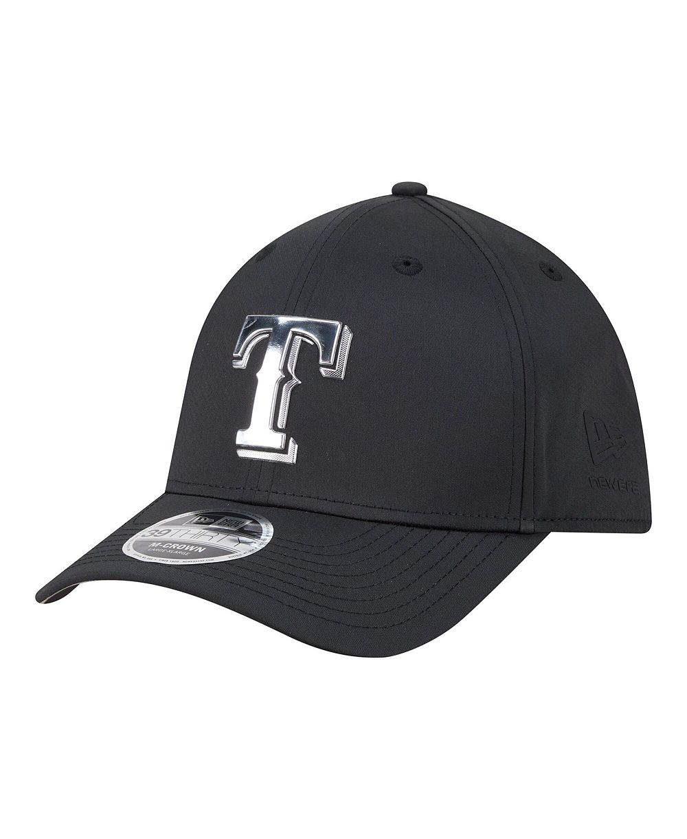 Кепка New Era Men's Black Texas Rangers Metallic 39THIRTY M-Crown Flex