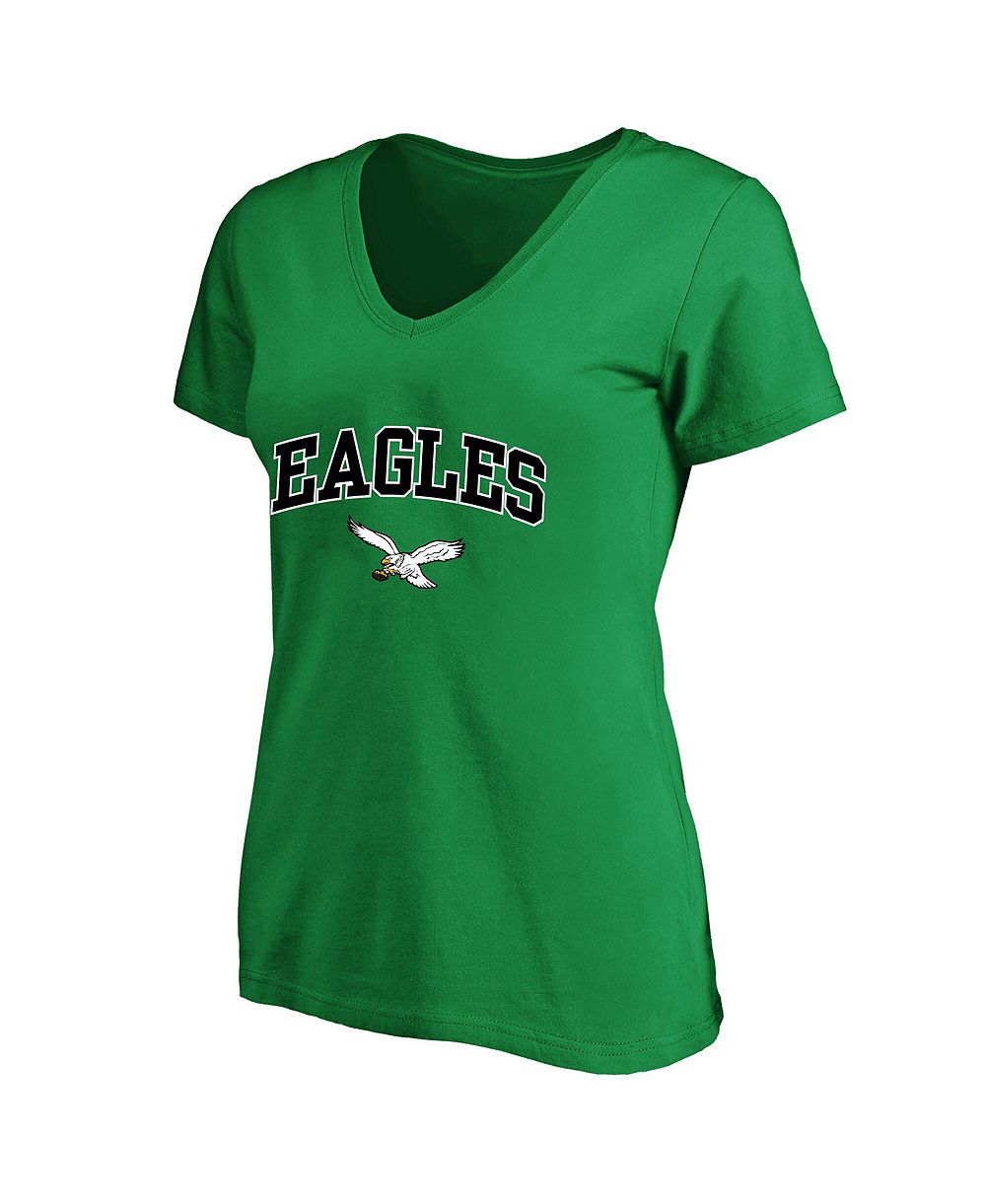 Fanatics Женская Kelly Green футболка с V-образным вырезом Plus Size Philadelphia Eagles Arch Over Logo