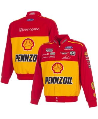 Мужская куртка JH Design Red/Yellow Joey Logano 2026 Pennzoil Full-Snap Twill Racing