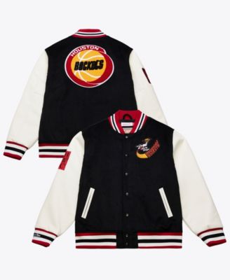 Mitchell & Ness Men's Black/White Houston Rockets Hardwood Classics Off Day Full-Snap Varsity Jacket