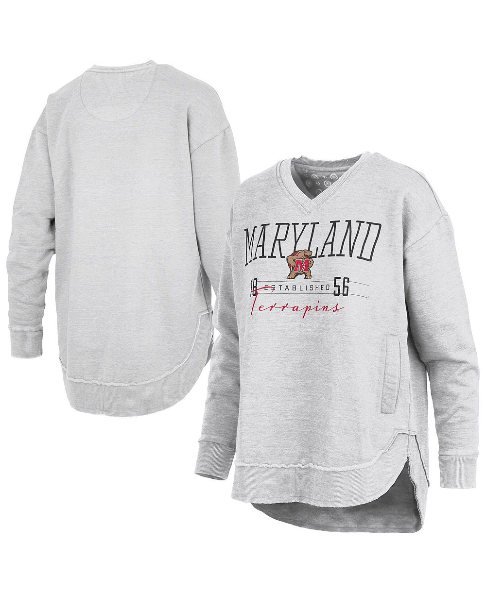 Свитшот Pressbox Women's Heather Gray Maryland Terrapins Marcus East Hall Poncho V-Neck