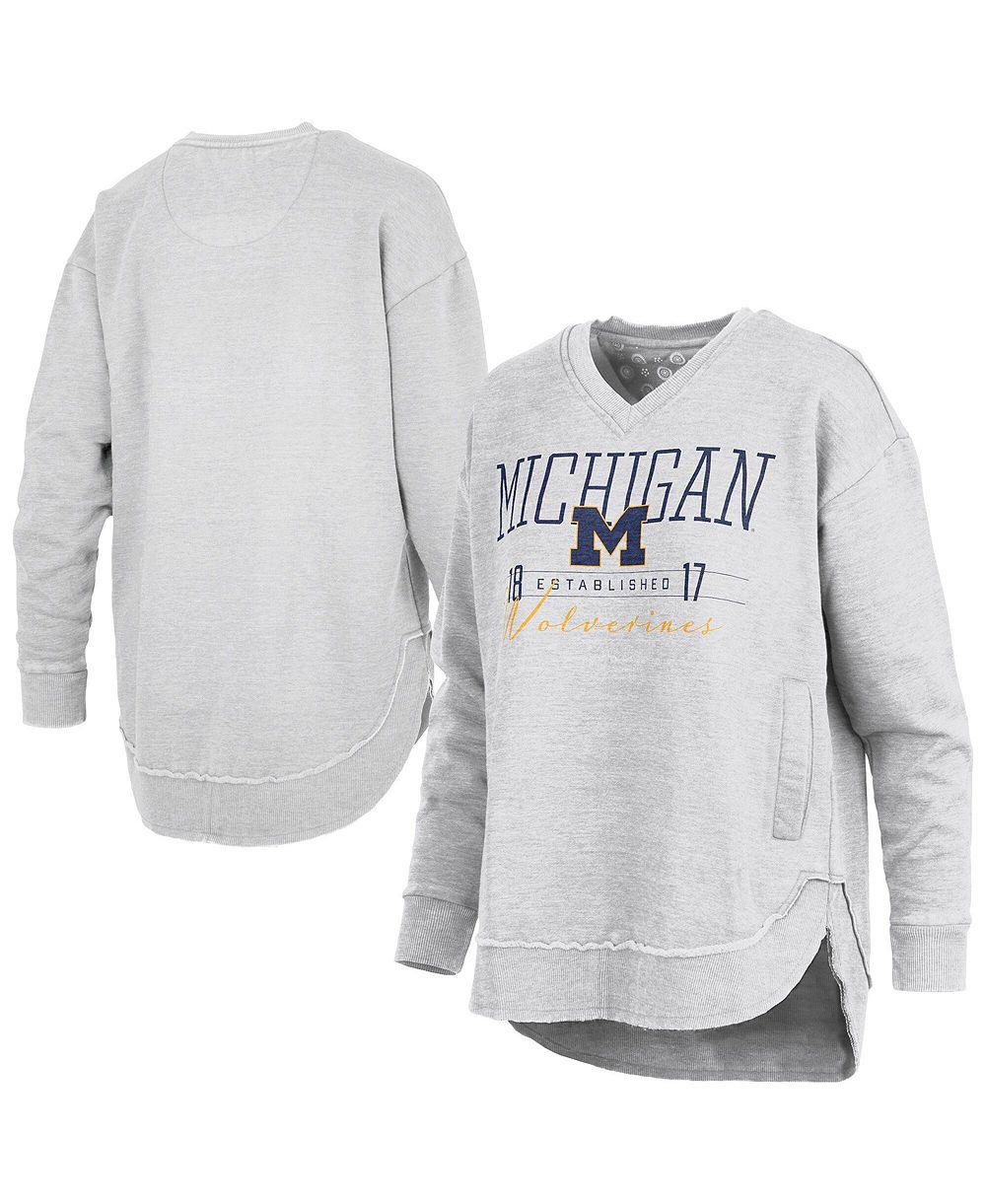 Женская толстовка Pressbox Heather Gray Michigan Wolverines Marcus East Hall Poncho V-Neck