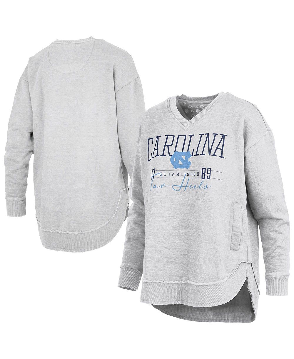 Женская толстовка Pressbox Heather Gray North Carolina Tar Heels Marcus East Hall Poncho V-Neck