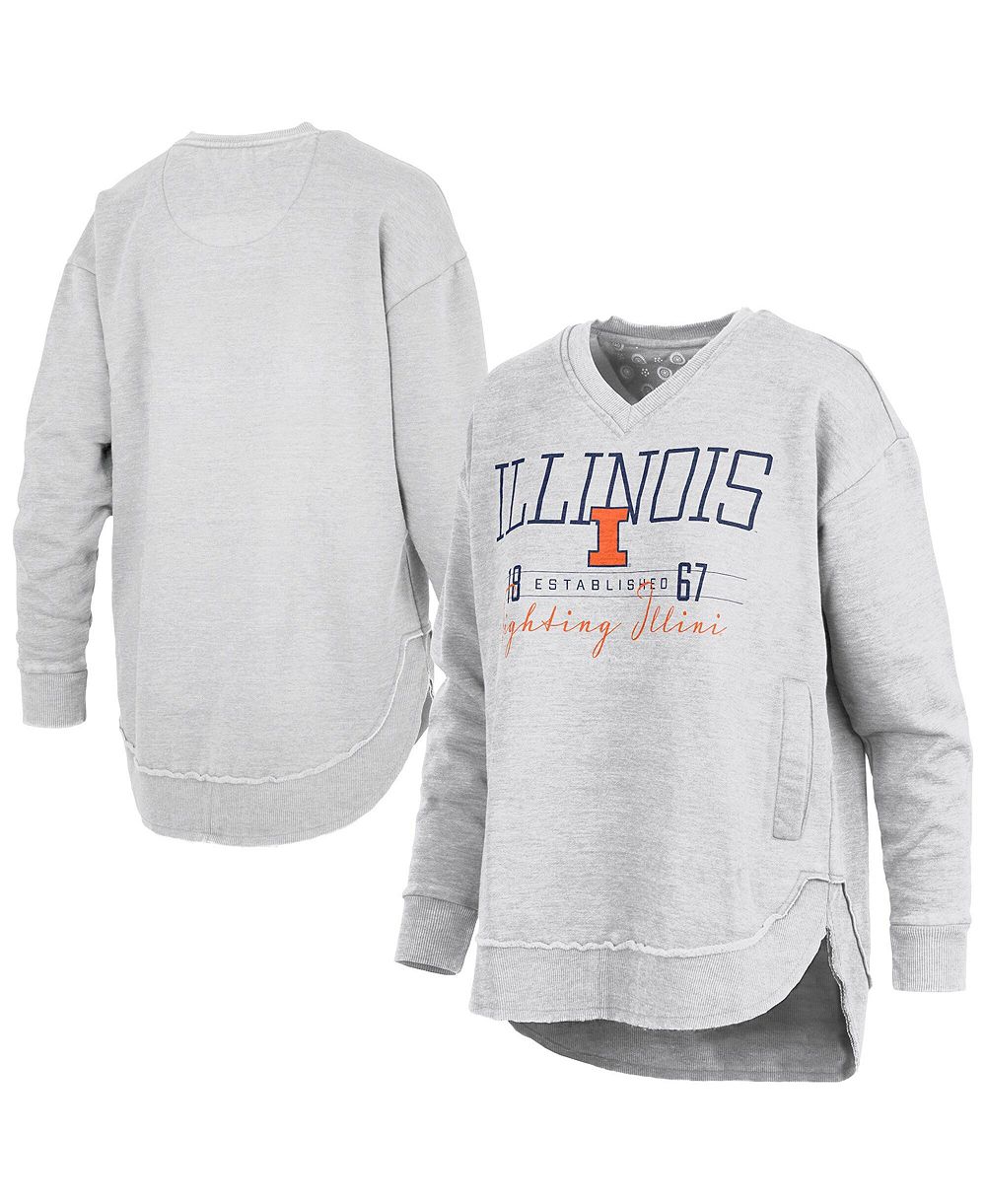 Pressbox Женский джемпер V-Neck Poncho Heather Gray Illinois Fighting Illini Marcus East Hall