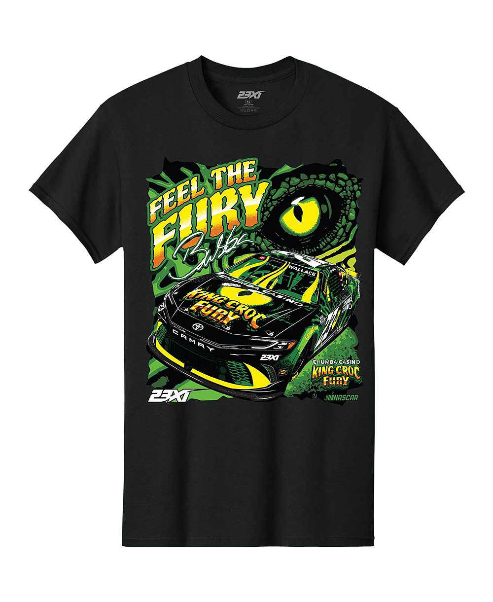 23xi Racing Men's Black Bubba Wallace Chumba Casino King Croc Fury Car T-Shirt
