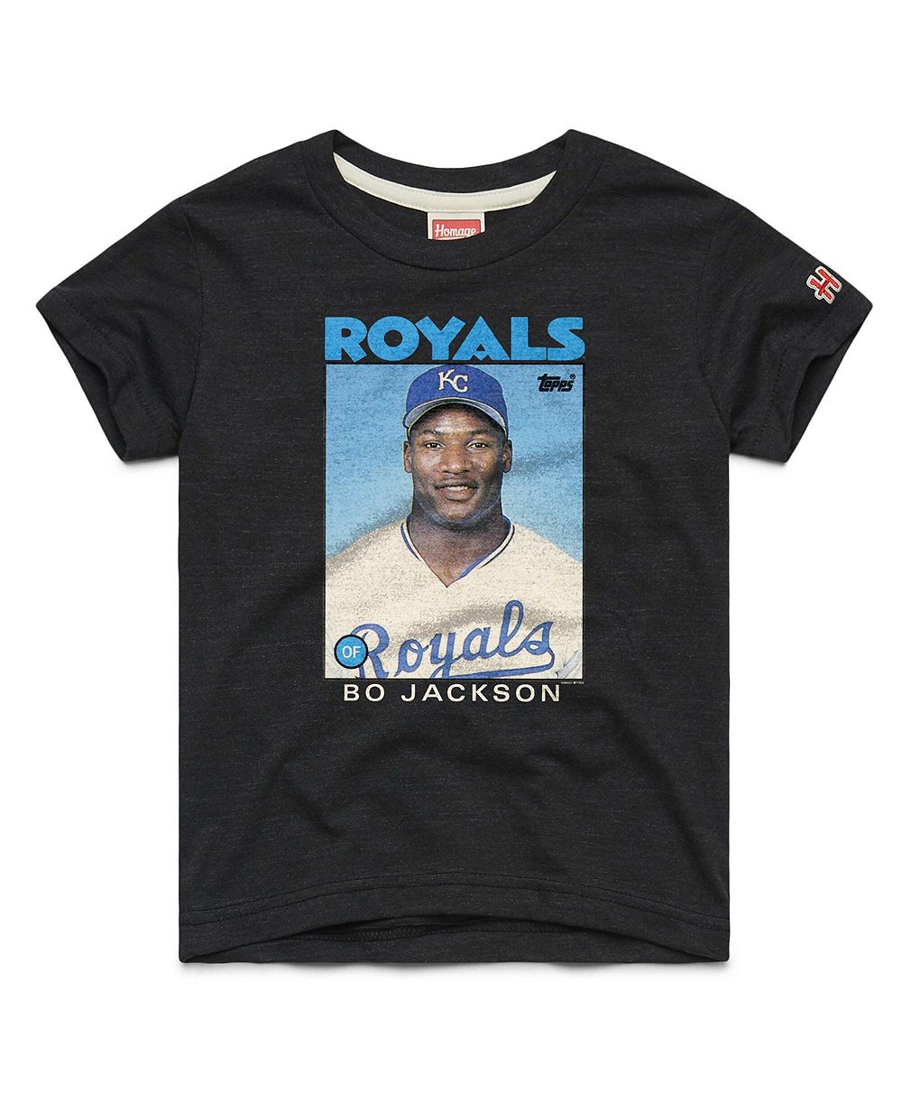 Футболка Homage Bo Jackson Charcoal Kansas City Royals Topps Baseball Card Tri-Blend