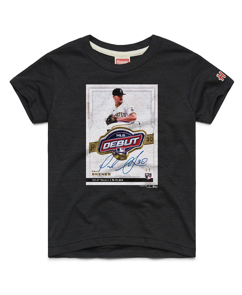 Homage Big Boys and Girls Paul Skenes Charcoal Pittsburgh Pirates Topps Baseball Card Tri-Blend T-Shirt