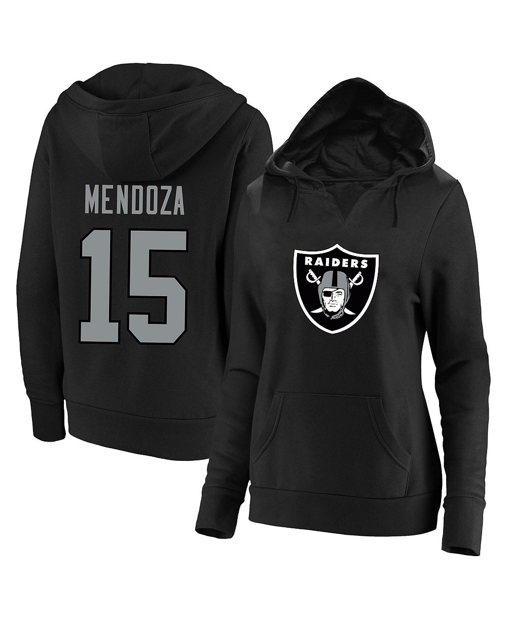Женский худи Fanatics Fernando Mendoza Black Las Vegas Raiders Plus Size Player Name & Number V-Neck Hoodie