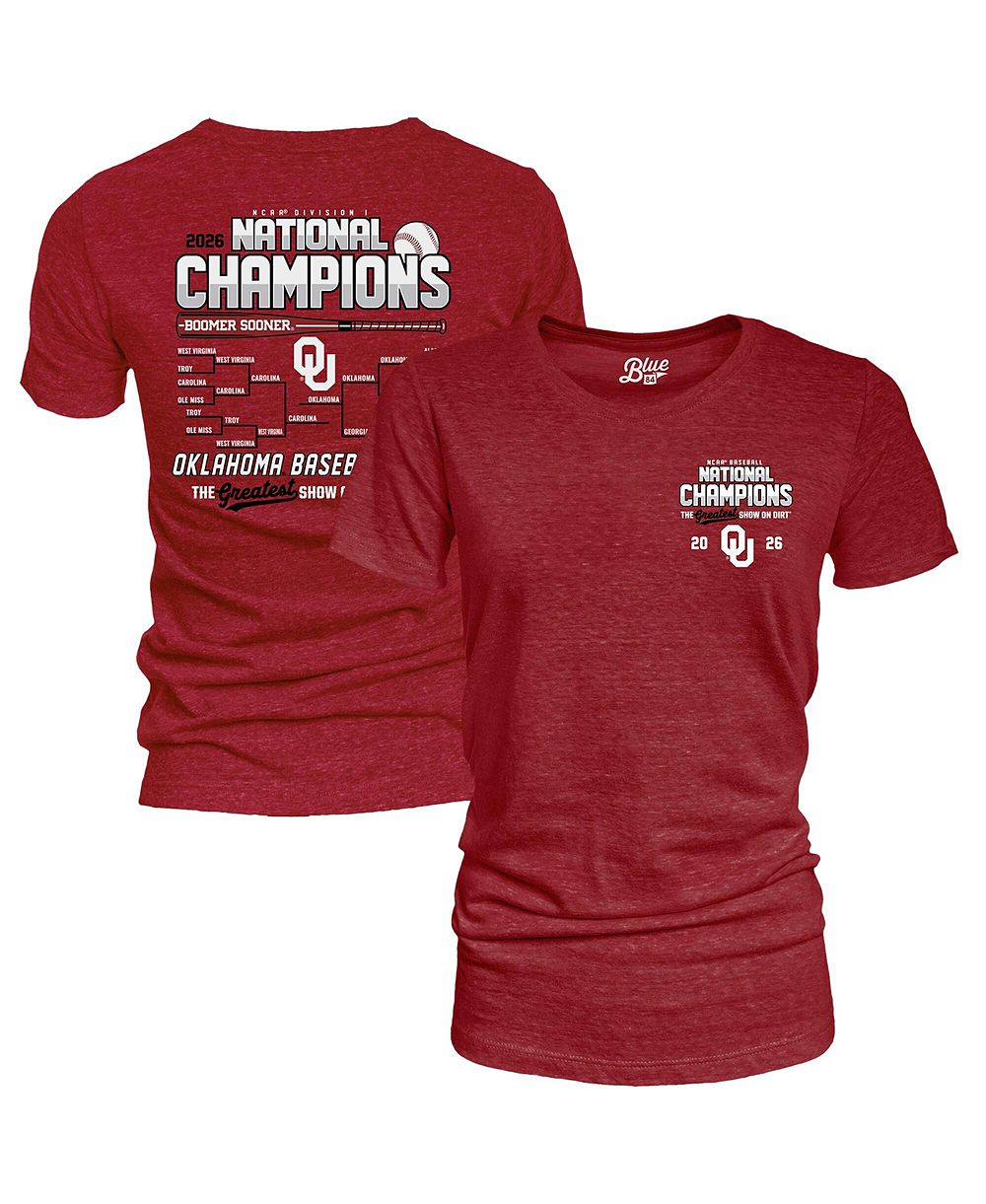Blue 84 Женская футболка Blue 84 Crimson Oklahoma Sooners 2026 NCAA Baseball Champions Schedule