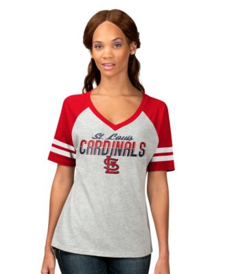 Женская футболка G-III 4Her by Carl Banks Heather Gray St. Louis Cardinals Goal Line Raglan V-Neck