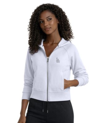 Starter Women's Pastel Blue Los Angeles Dodgers Cropped Full-Zip Fleece Hoodie