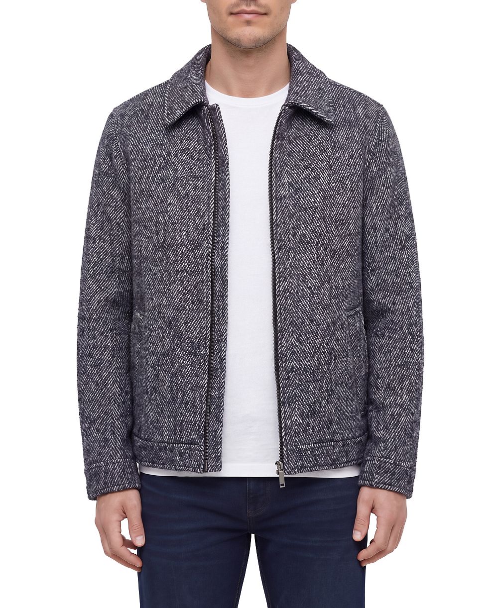 Bagatelle Men's Chevron Wool-Blend Zip-Up Blouson Jacket