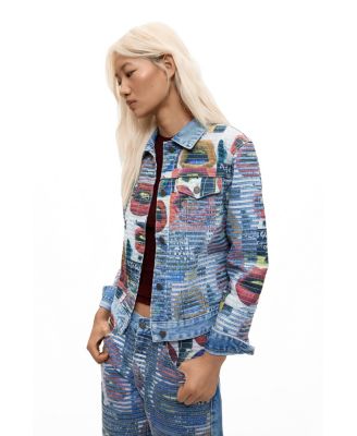 Женская джинсовая куртка Desigual с коротким графическим принтом
