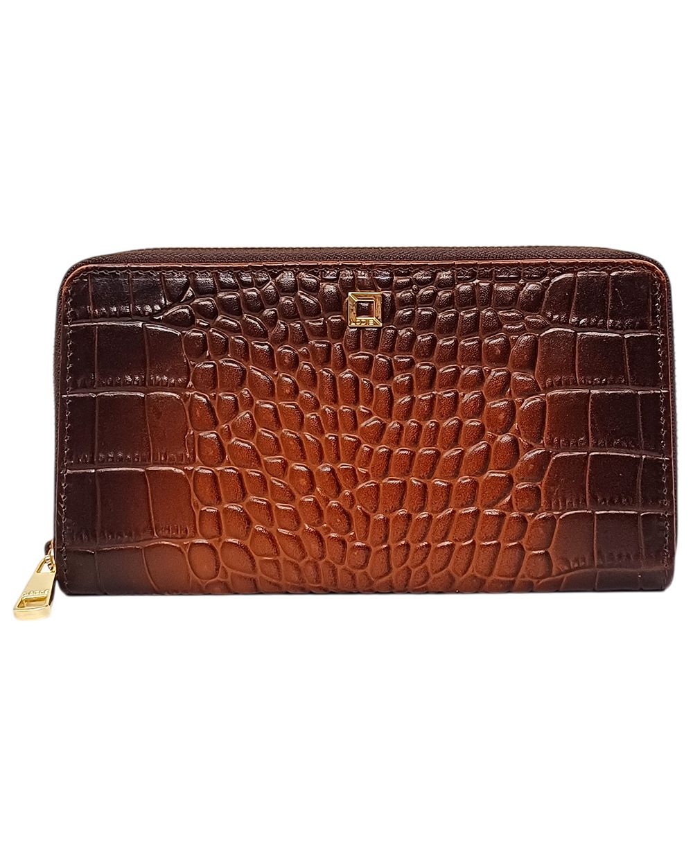 LODIS Vintage Burnished Continental Zip Around Wallet