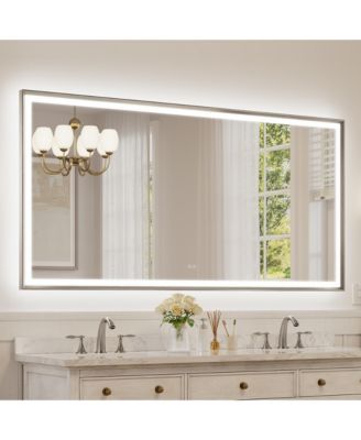 Sonkuki LED Bathroom Mirror with Front and Backlight, Adjustable Color Temperature and Brightness and Shatterproof Glass, Anti-Fog and Memory Function